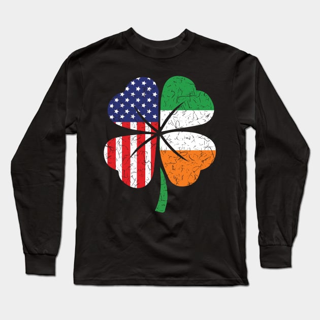 Irish American Flag St Patricks Day Beer Tee Gift Shamrock Long Sleeve T-Shirt by biNutz